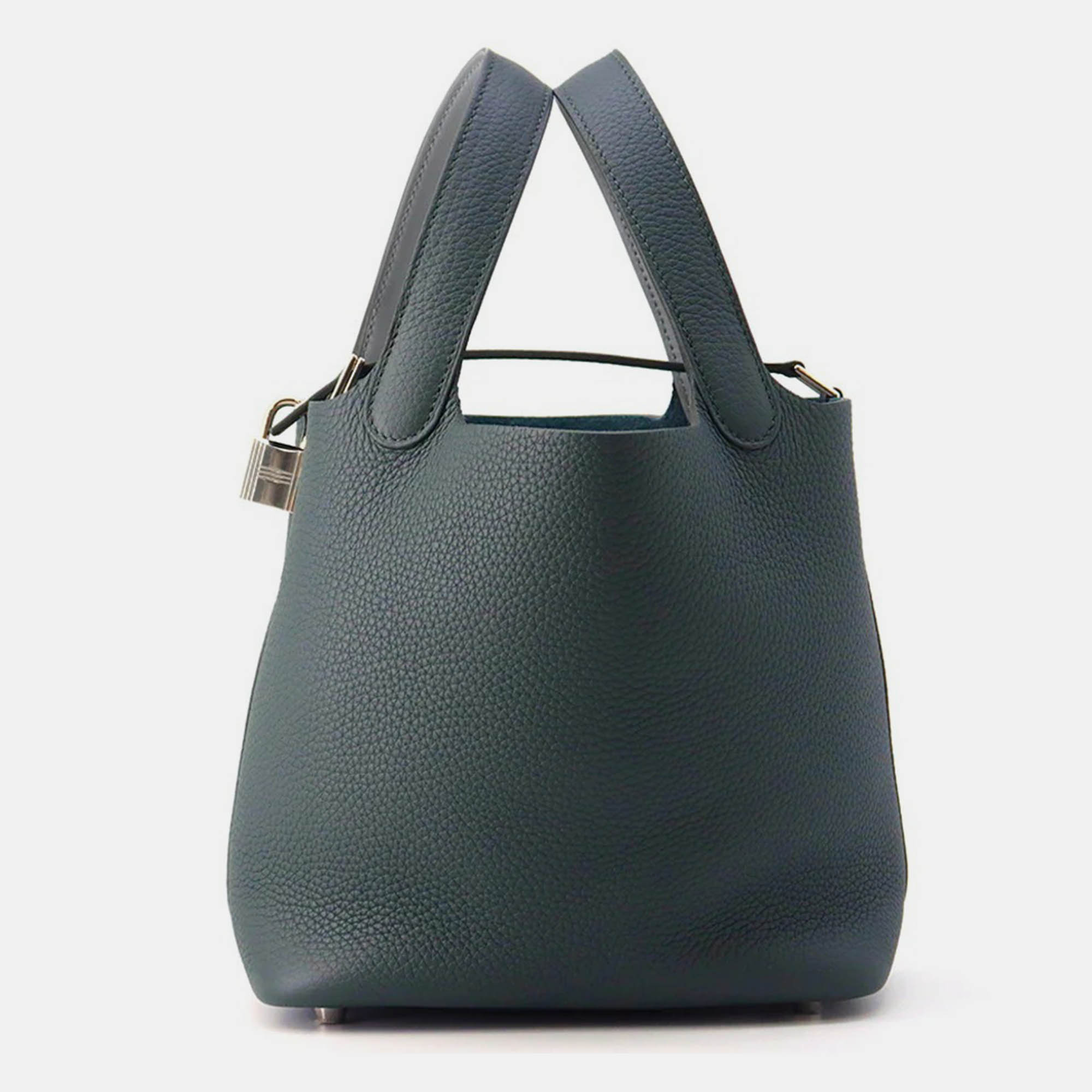 

Hermes Picotin Lock Eclat Vert Mangrove/Guripantan Taurillon Clemence Swift Leather Size Pm, Blue