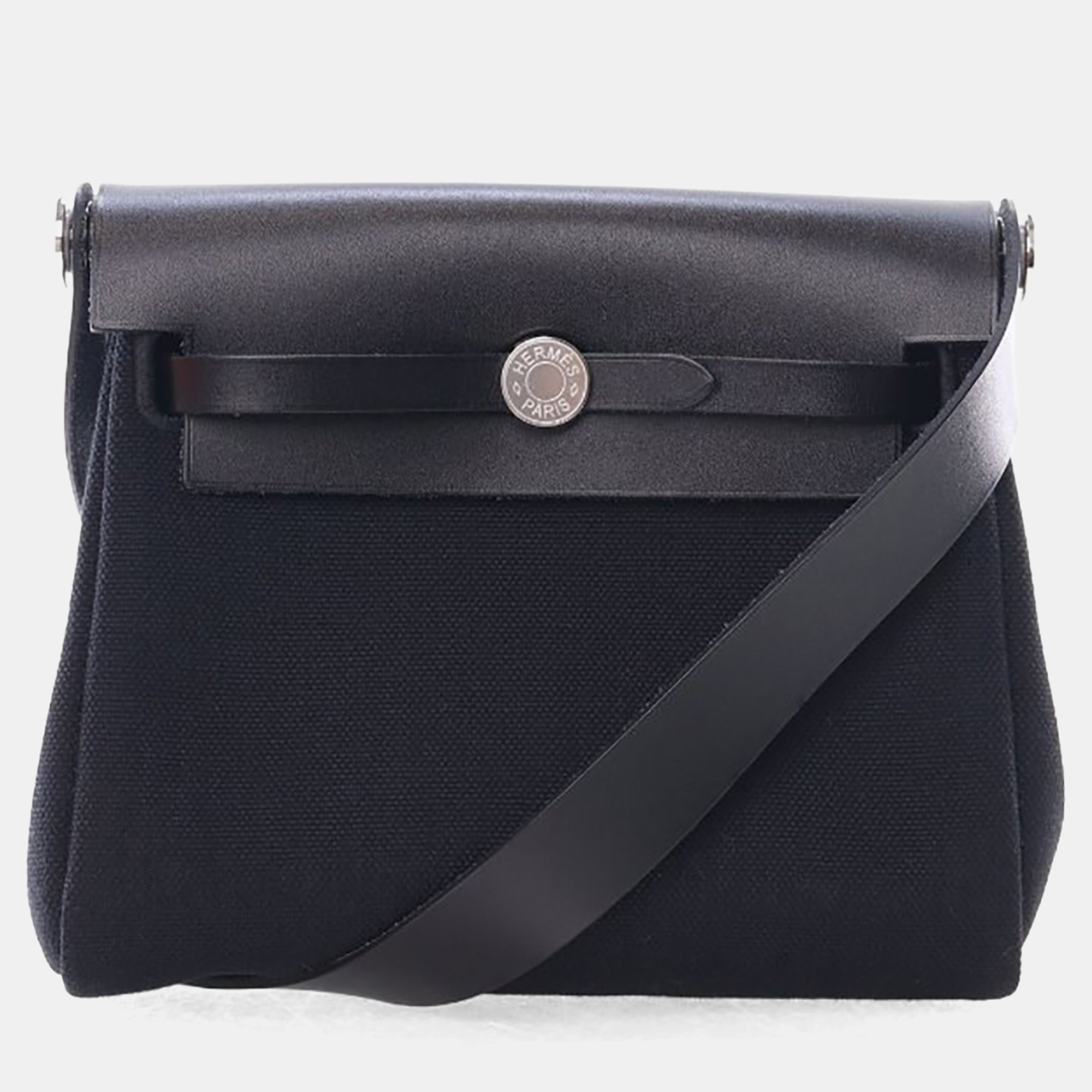

Hermes Noir Military Toile Mini Herbag Zip 20, Black