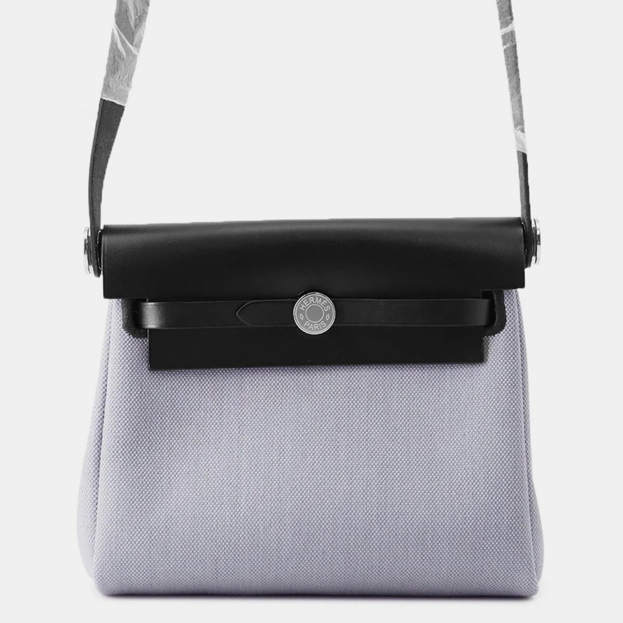 

Hermes Herbag Zip Black/Green Pantan Toile H Vache Hunter Leather Size Mini