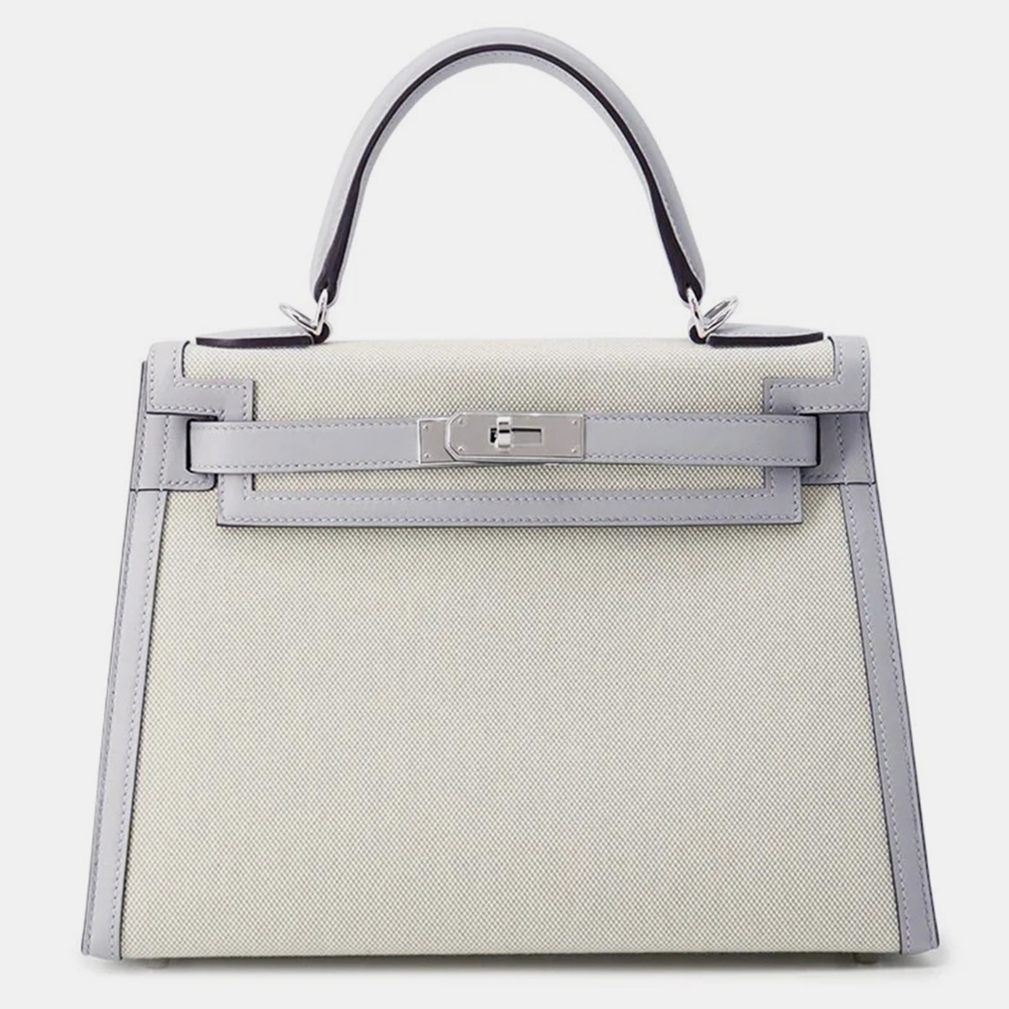 

Hermes Kelly Sellier Ecru/Blue Gacier Toile H Swift Leather Size