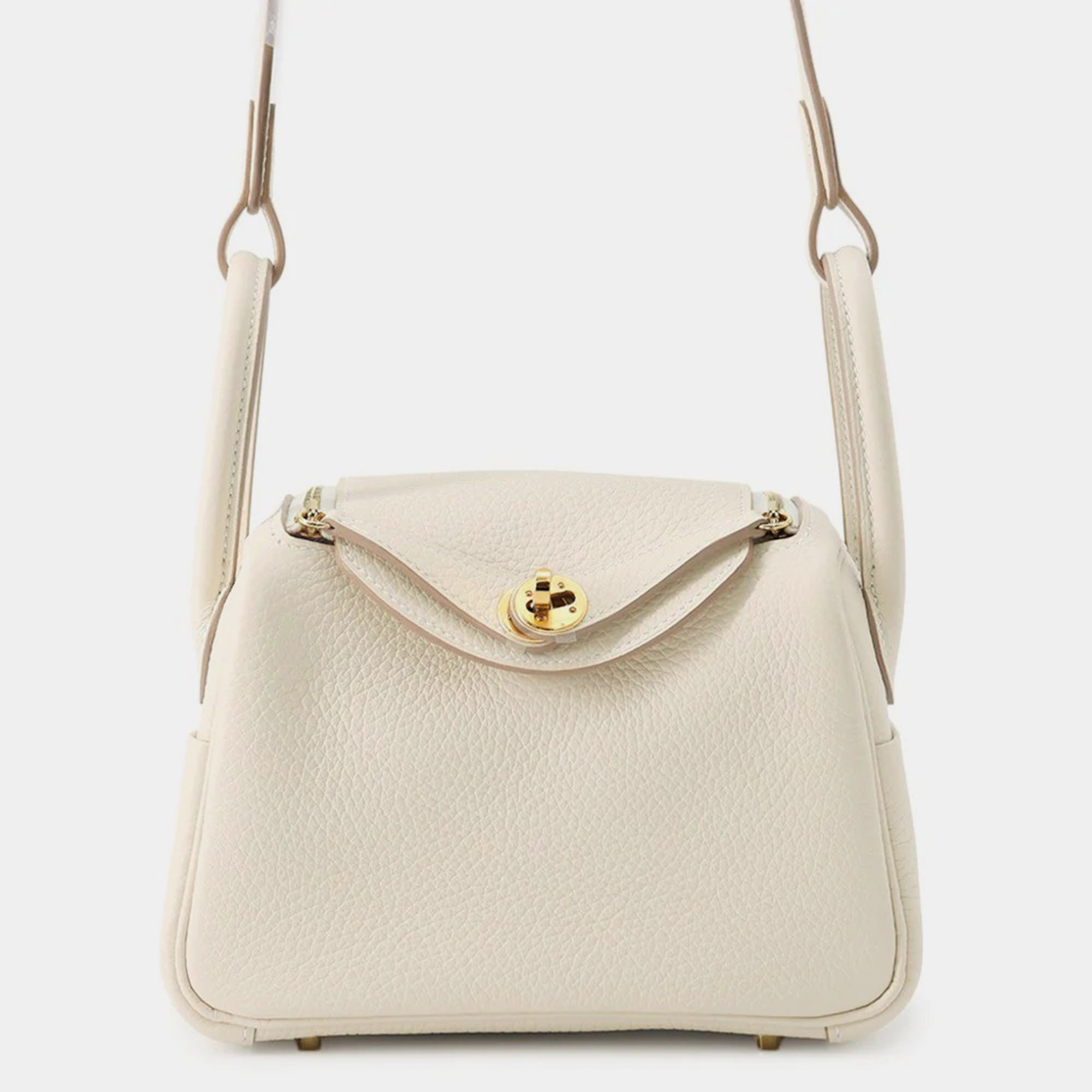 

Hermes Lindy Craie Taurillon Clemence Size Mini, Cream