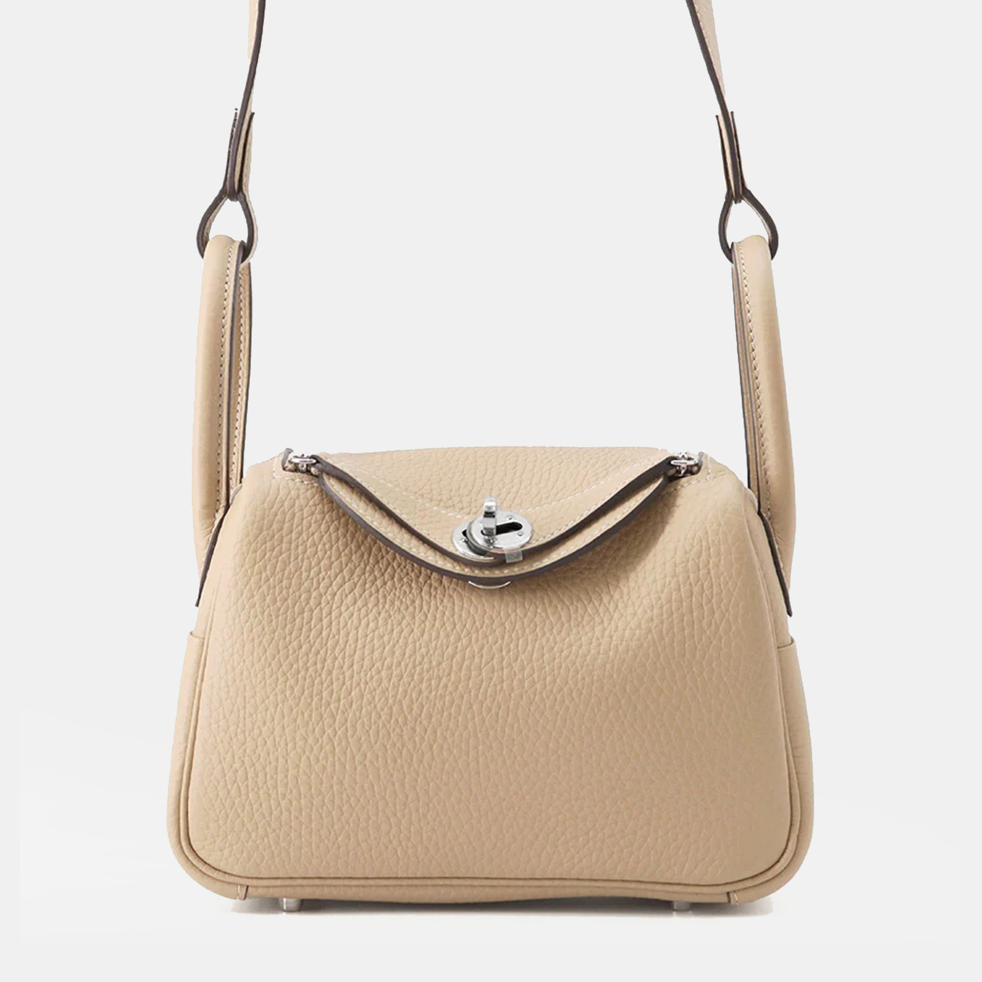 

Hermes Lindy Verso Trench/Etoupe Taurillon Clemence Size Mini, Beige