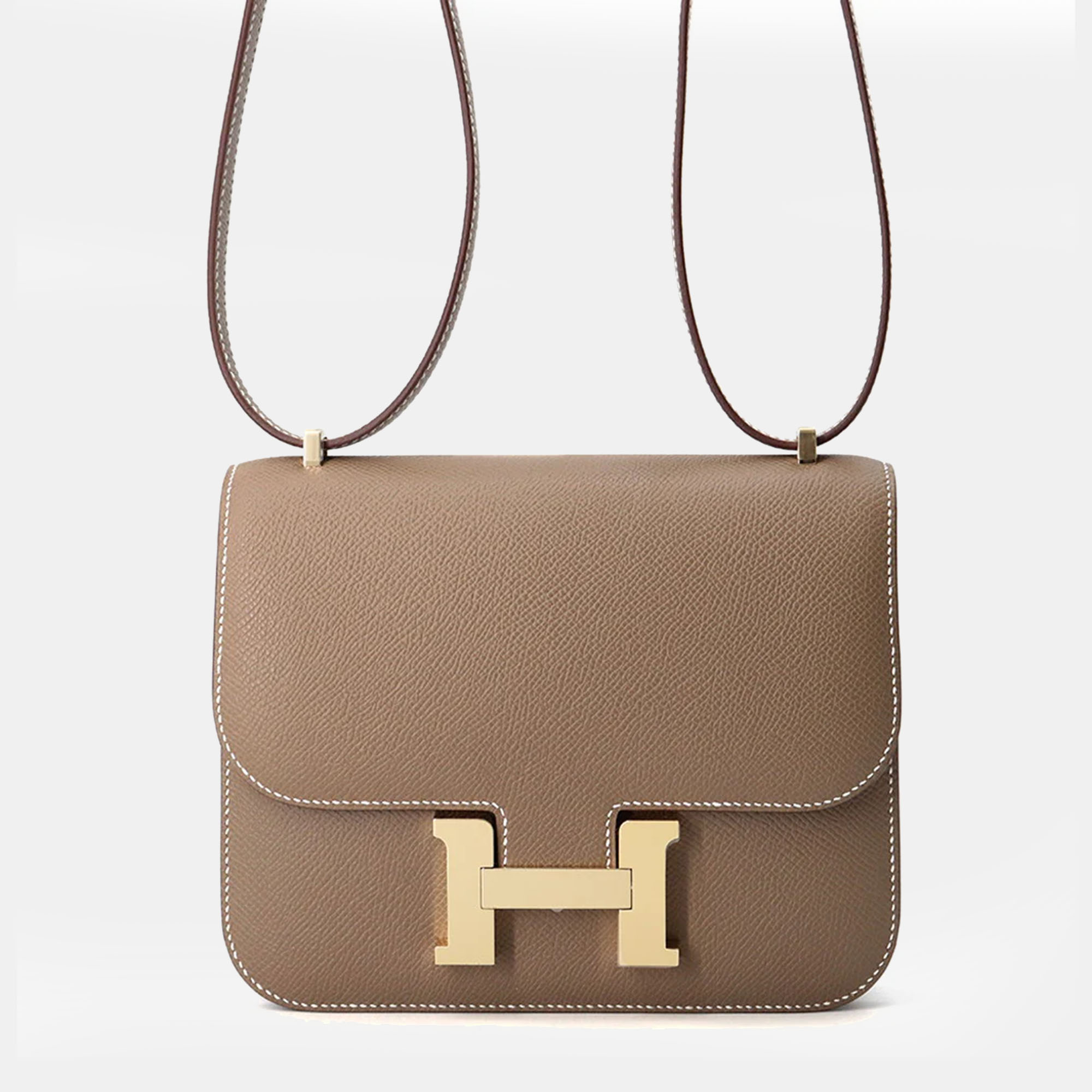 

Hermes Constance Miroir Mini Etoupe Epsom Calfskin Leather Shoulder Bag, Brown