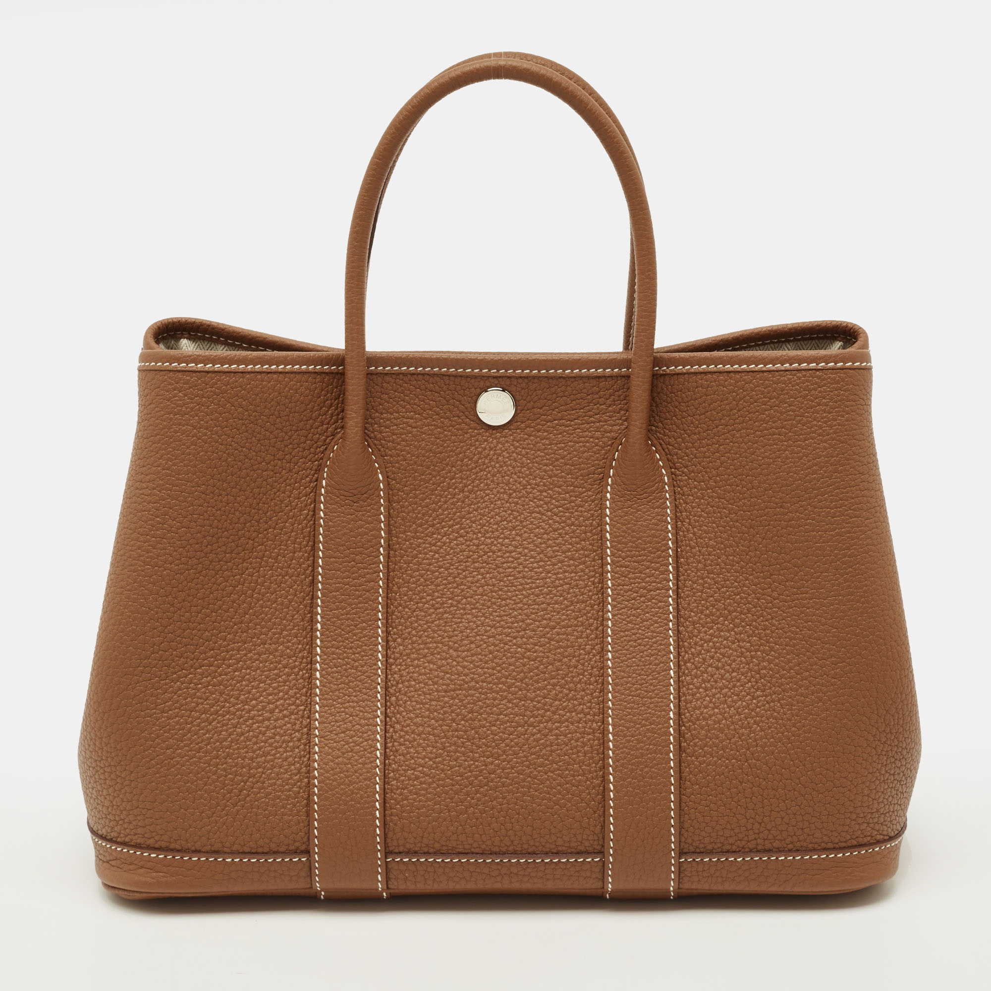 

Hermès Garden Party 30 Gold Negonda Leather Tote, Brown