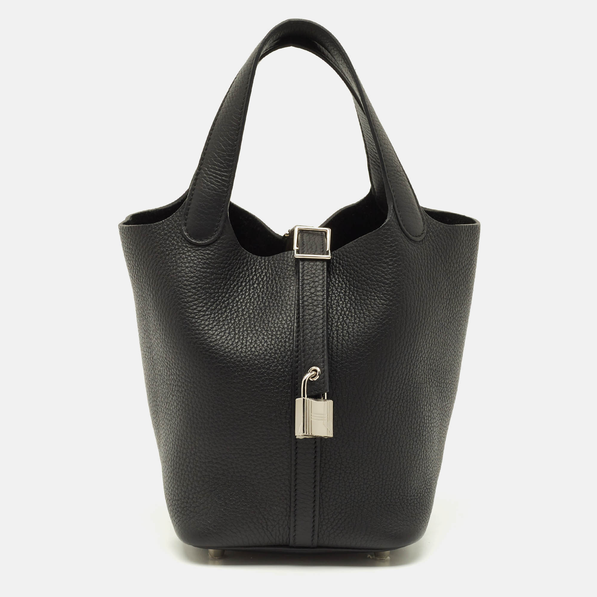 

Hermes Picotin Lock 18 Noir Taurillon Clemence Leather Tote, Black