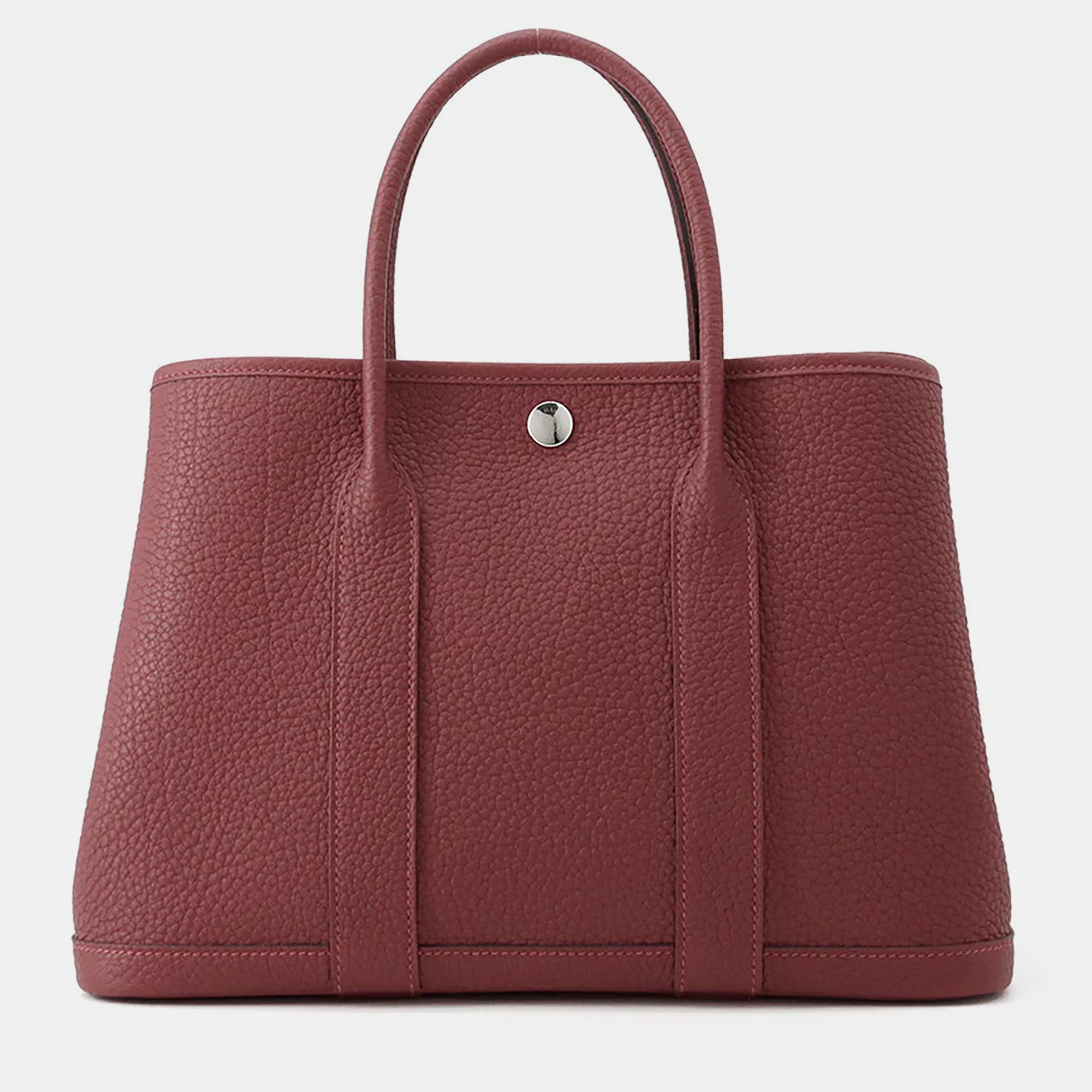 

Hermes Garden Party TPM Rouge H Negonda Calfskin Leather Tote Bag, Burgundy
