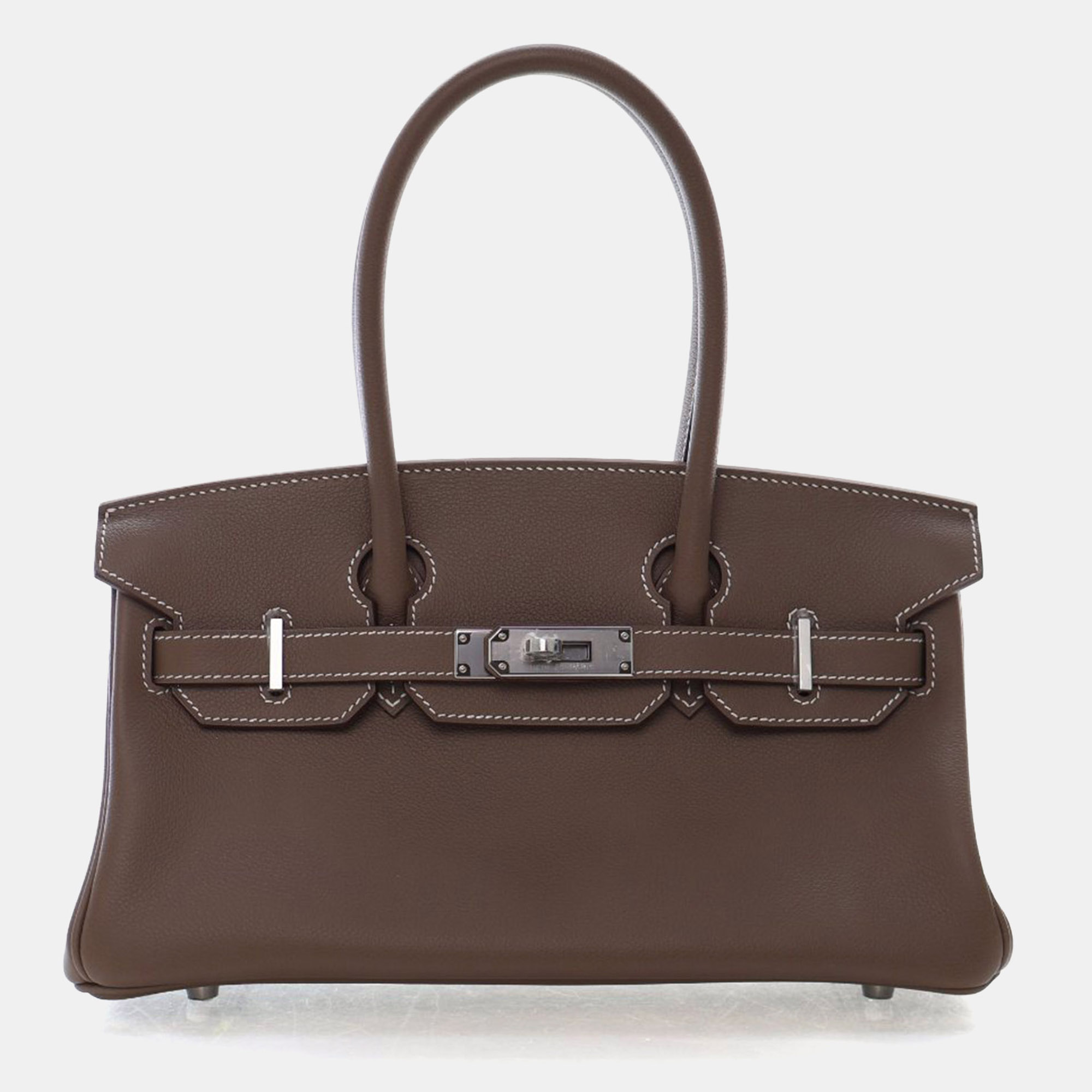 

Hermes Shoulder Birkin 29 Taupe Evercolor Calfskin Leather Top Handle Bag, Brown