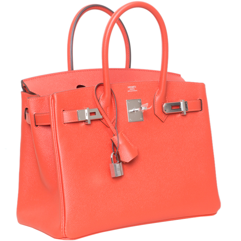 

Hermes Capucine Epsom Leather Palladium Hardware Birkin 30 Bag, Orange