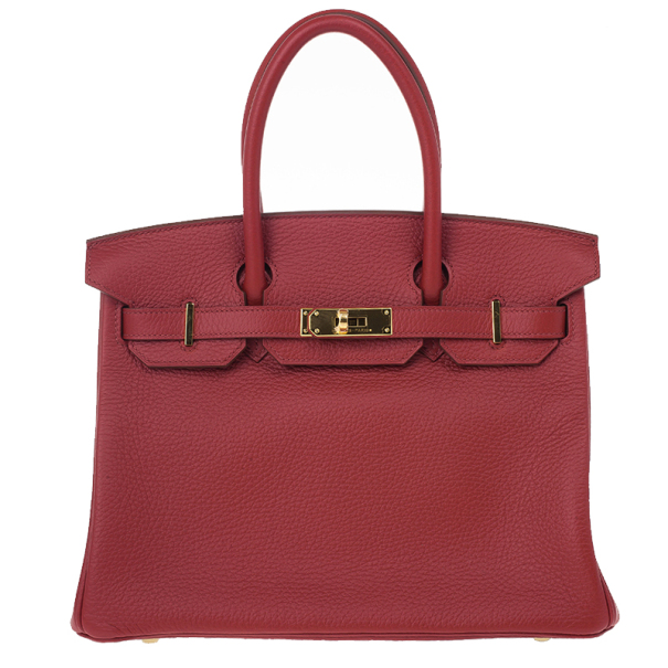 Hermes Geranium Taurillon Clemence Leather and Gold Hardware Birkin 30 CM