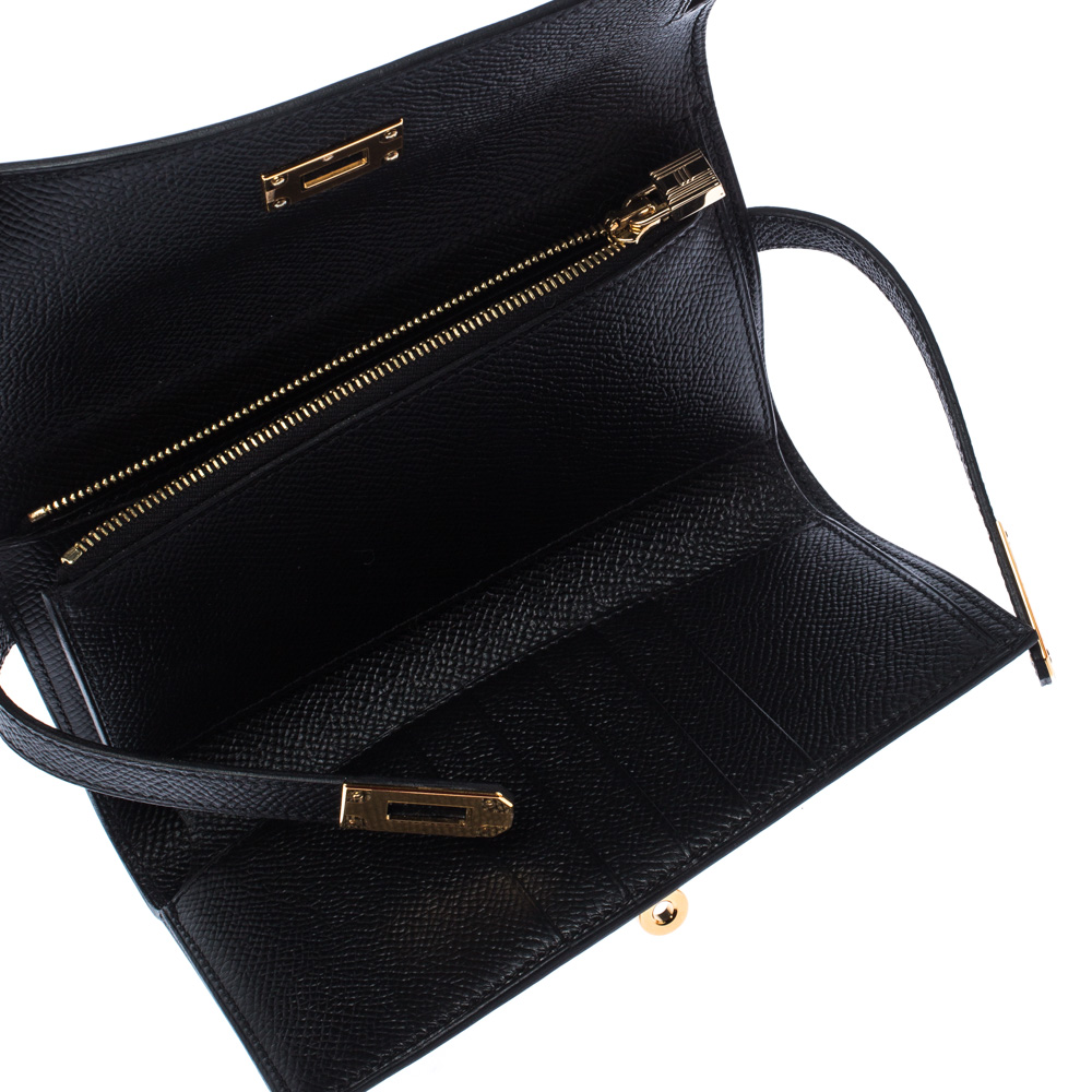 

Hermes Black Epsom Leather Gold Hardware Kelly Wallet