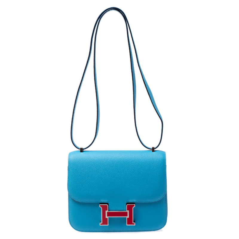 Pre Owned Hermes Lagon Leather Mini Palladium Hardware Constance Bag