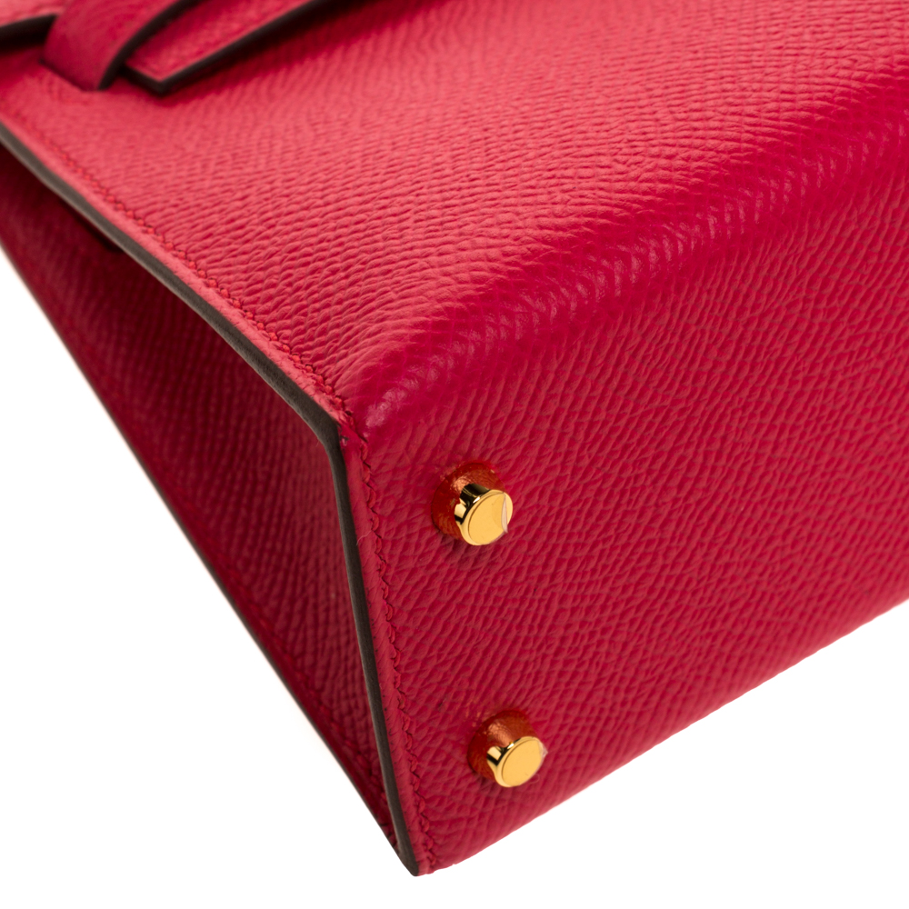 Kelly mini leather handbag Hermès Red in Leather - 35281182