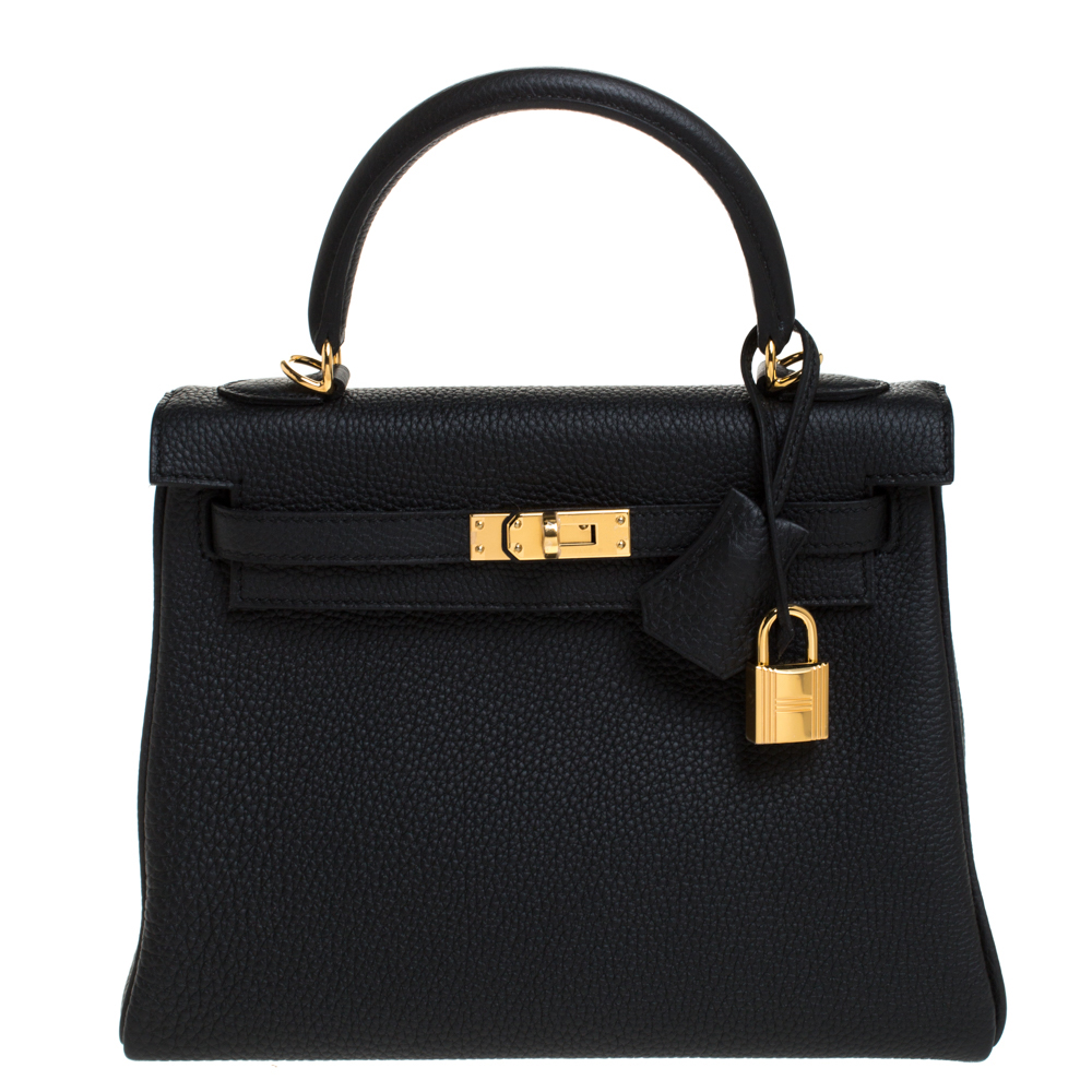 Hermes Black Togo Leather Gold Hardware Kelly Retourne 25 Bag Hermes ...