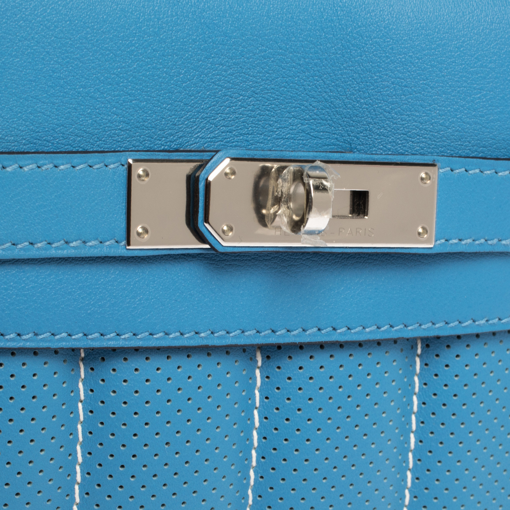 Hermes Blue Brighton Swift Leather Palladium Hardware Mini Berline Bag