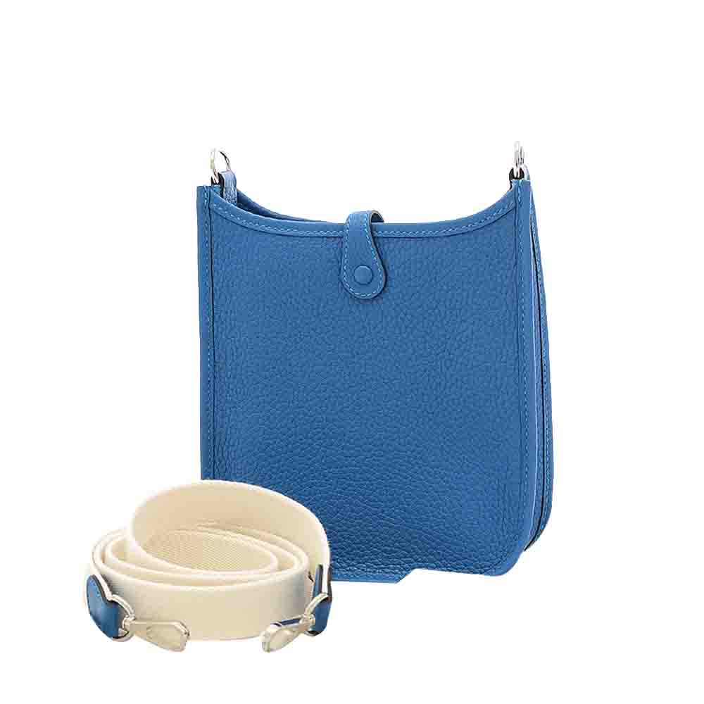 

Hermes Blue Clemence Leather Evelyn TPM Bag