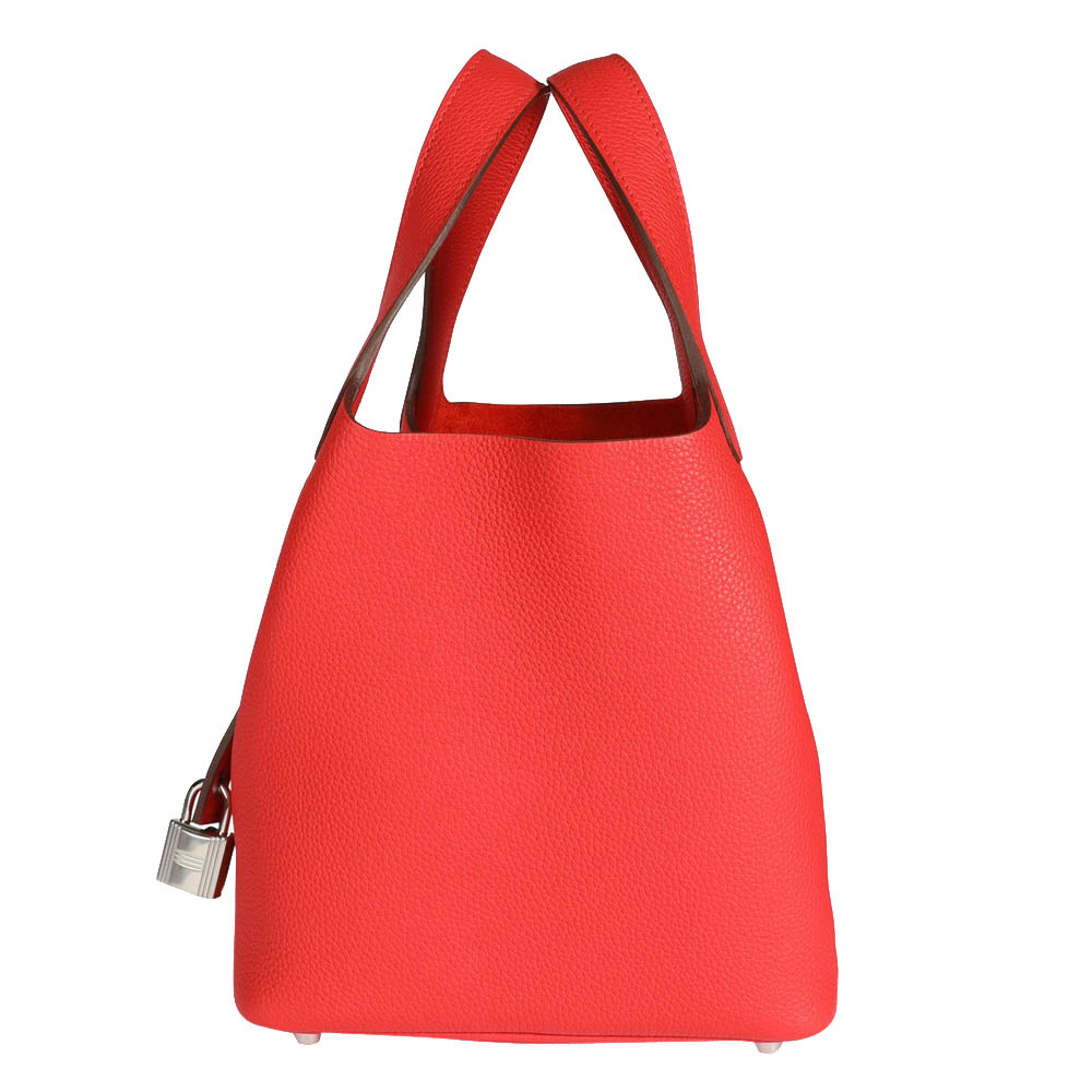 

Hermes Rouge De Coeur Clemence Leather Picotin Lock 18 Bag, Red