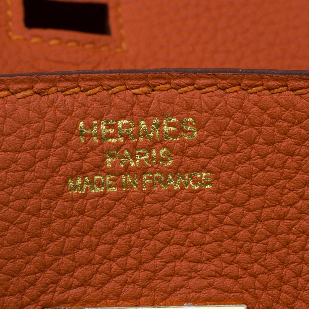Hermes Birkin 35 Bag Feu Orange Togo Gold Hardware • MIGHTYCHIC • 