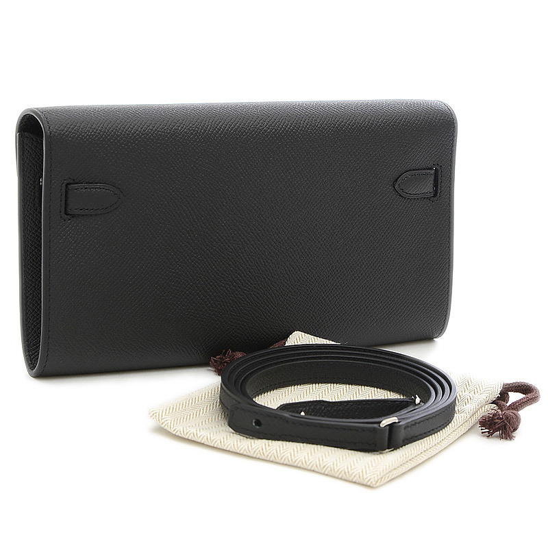 

Hermes Black Epsom Leather Palladium Hardware Kelly Wallet