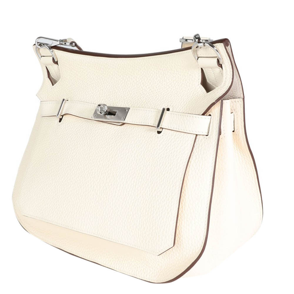 

Hermes White Clemence Leather Jypsiere 28 Shoulder Bag