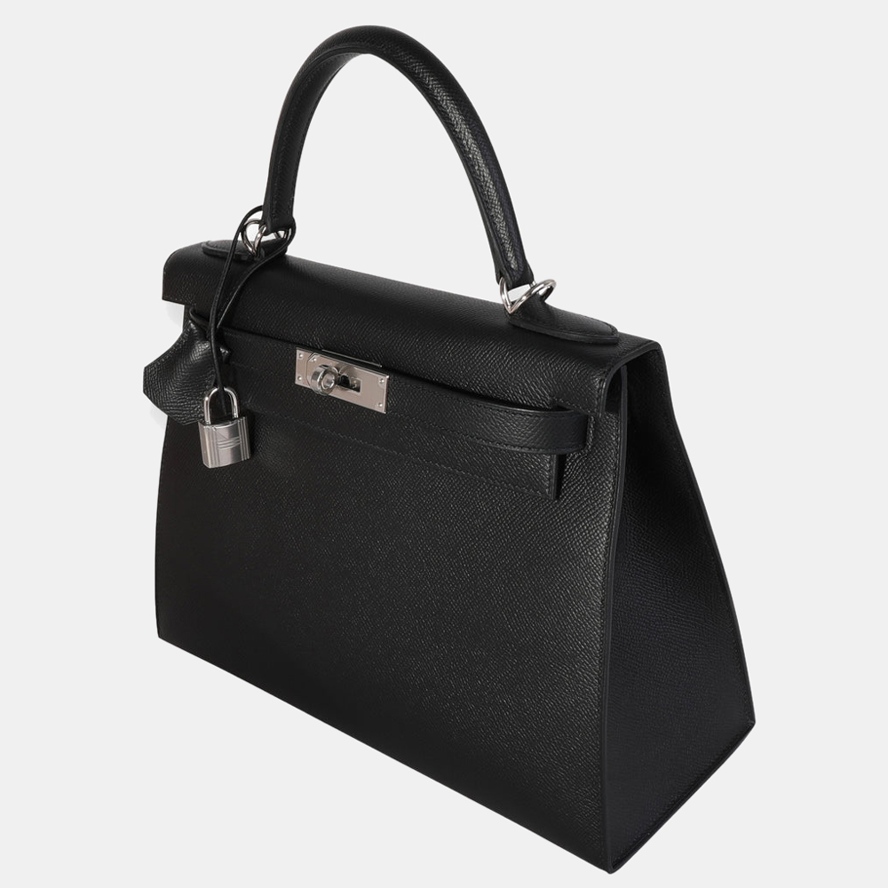 

Hermes Black Epsom Leather Sellier Kelly 28 PHW Bag