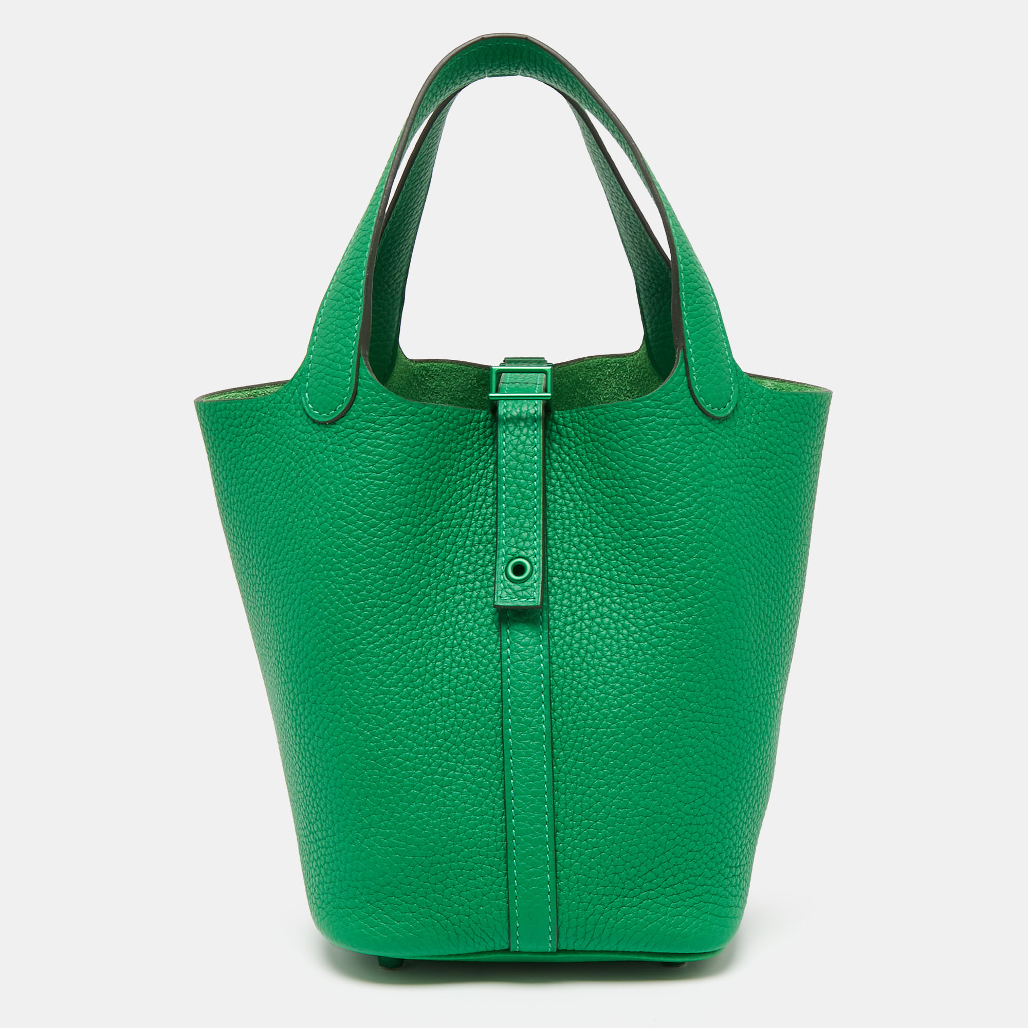 Hermès 2021 Clemence Monochrome Picotin Lock 18 - Green Bucket Bags,  Handbags - HER529616