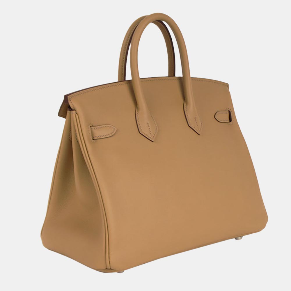 

Hermes Brown Swift Leather Palladium Hardware Birkin 25 Bag