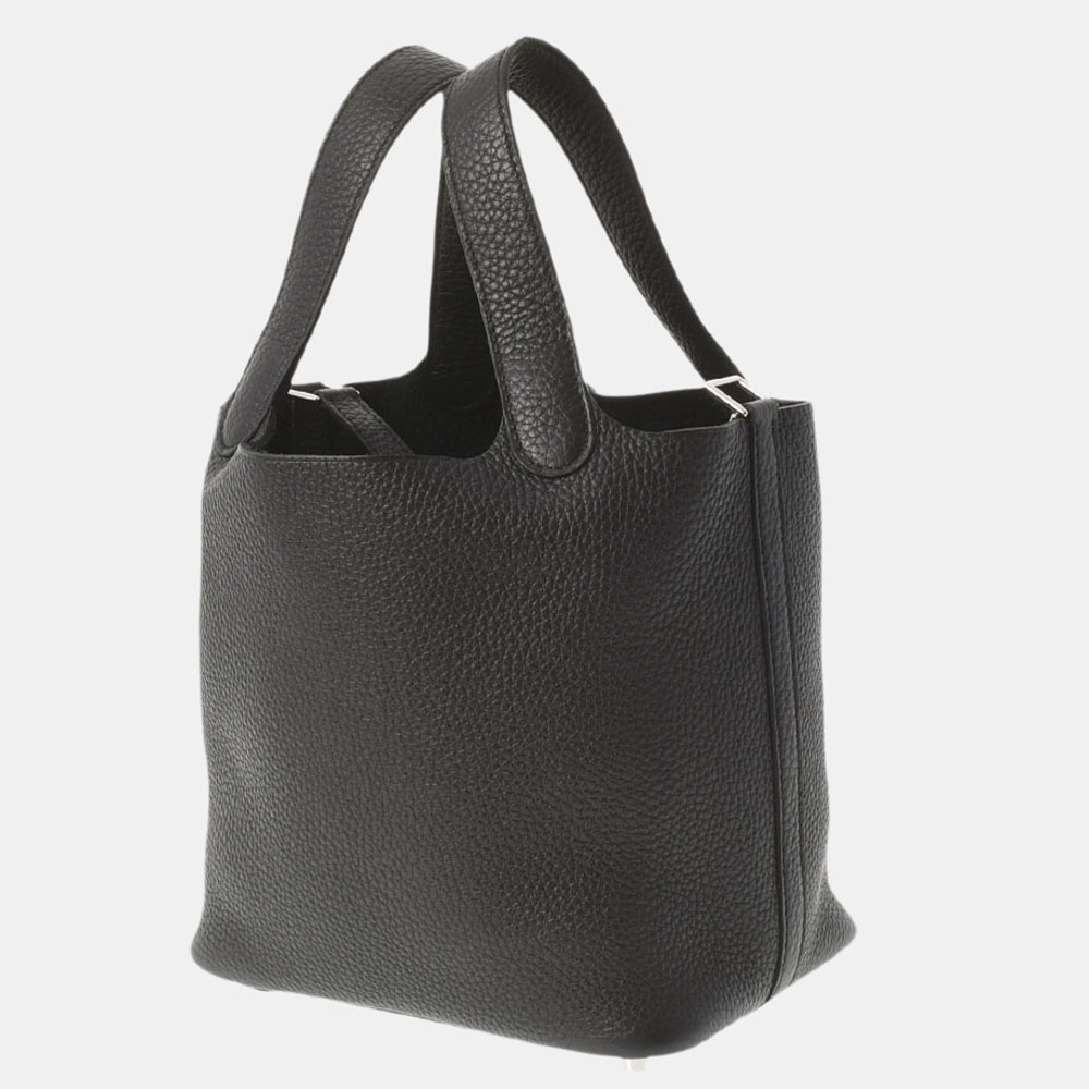 

Hermes Black Taurillon Clemence Leather Picotin Lock PM Tote Bag