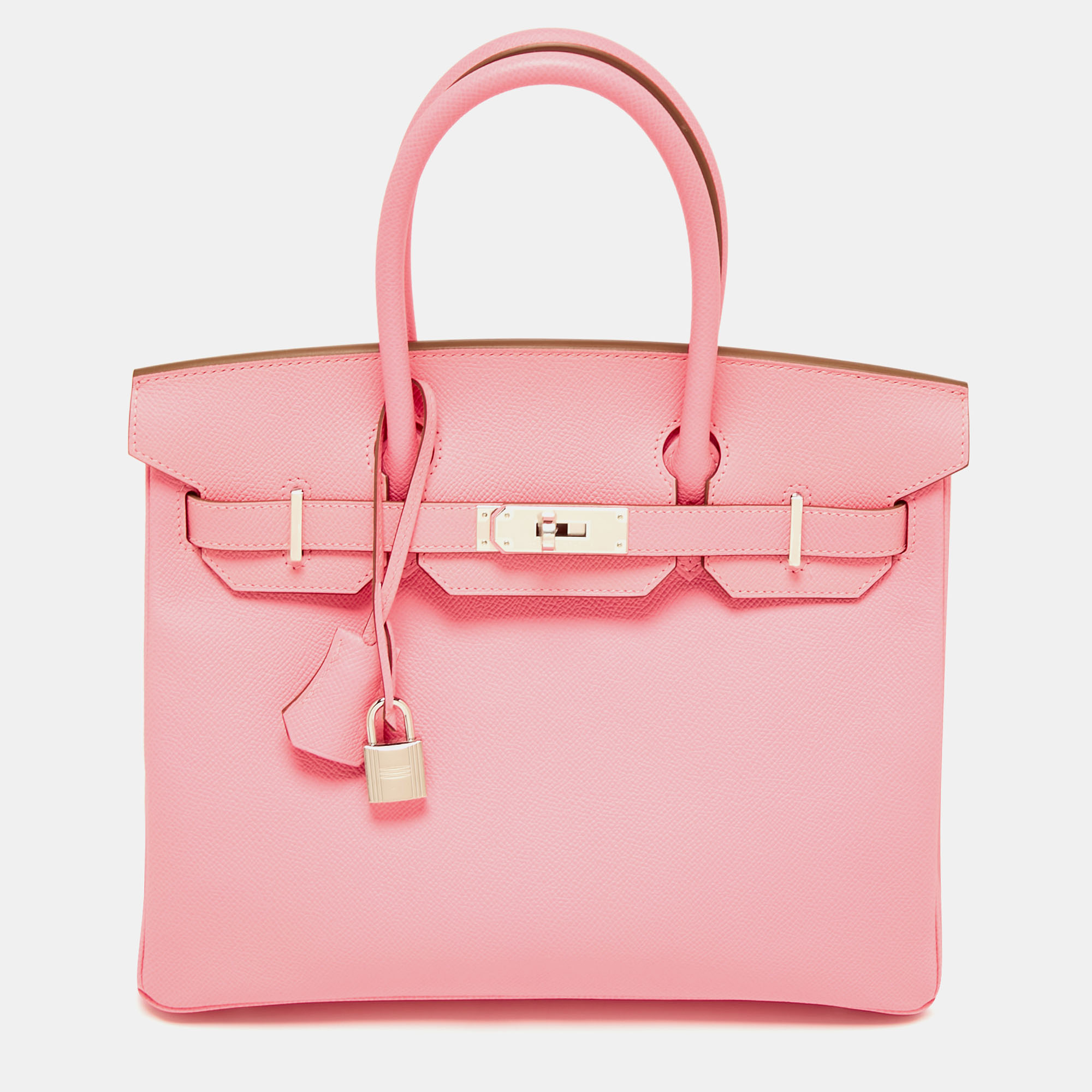 Hermes Rose Confetti Epsom Leather Palladium Finish Birkin 30 Bag