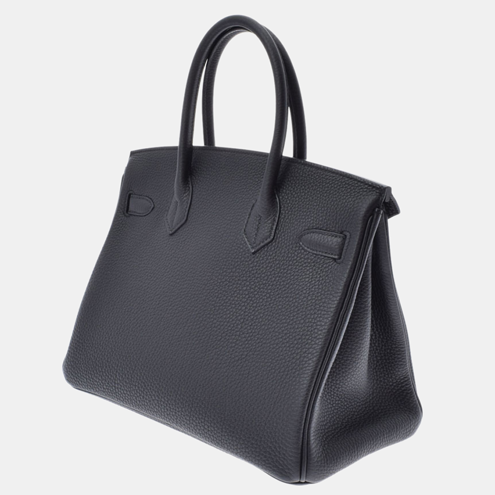 

Hermes Black Clemence Leather Gold Hardware Birkin 30 Bag