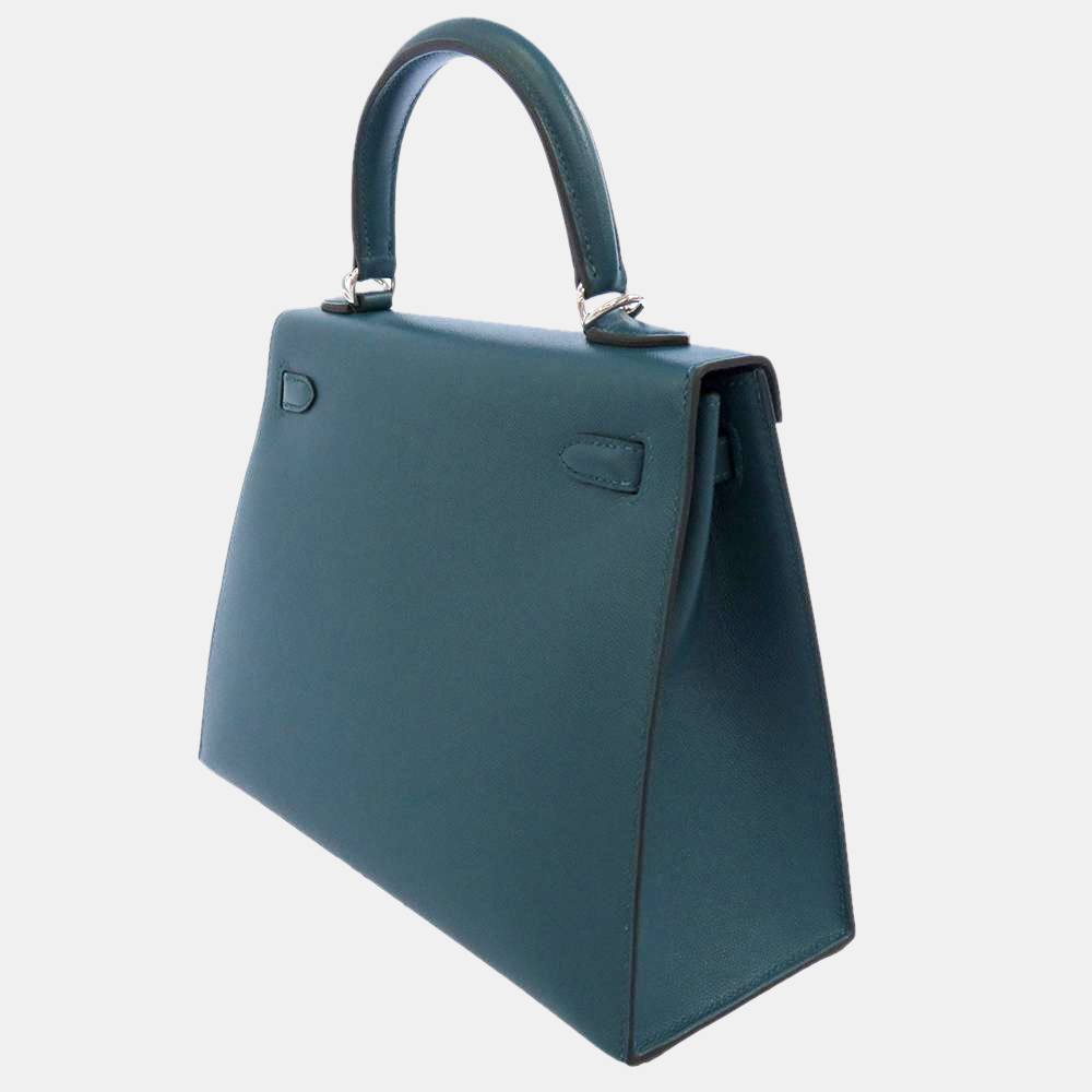 

Hermes Blue Leather Palladium Hardware Kelly 25 Sellier Bag