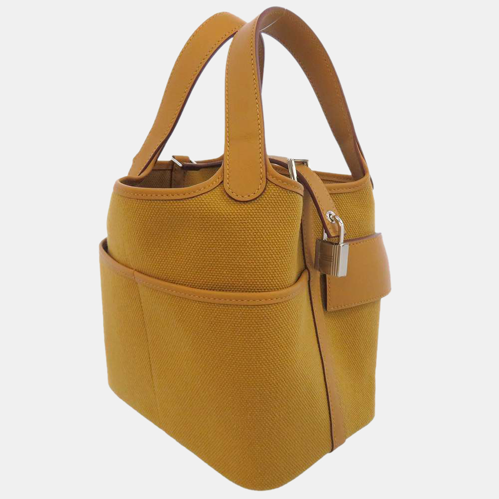 

Hemres Yellow Veau Swift Canvas Toile Cargo Picotin Lock PM Tote Bag