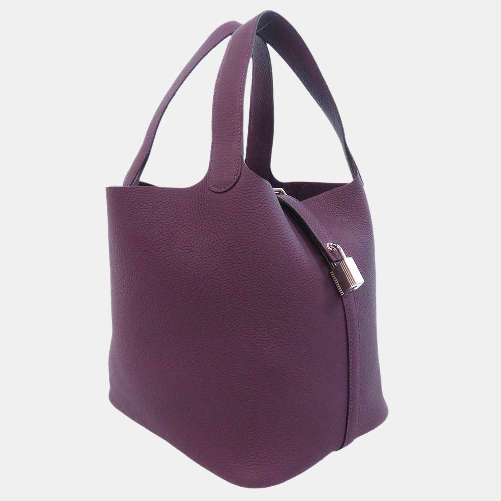 

Hermes Purple Taurillon Clemence Leather Picotin Lock MM Tote Bag