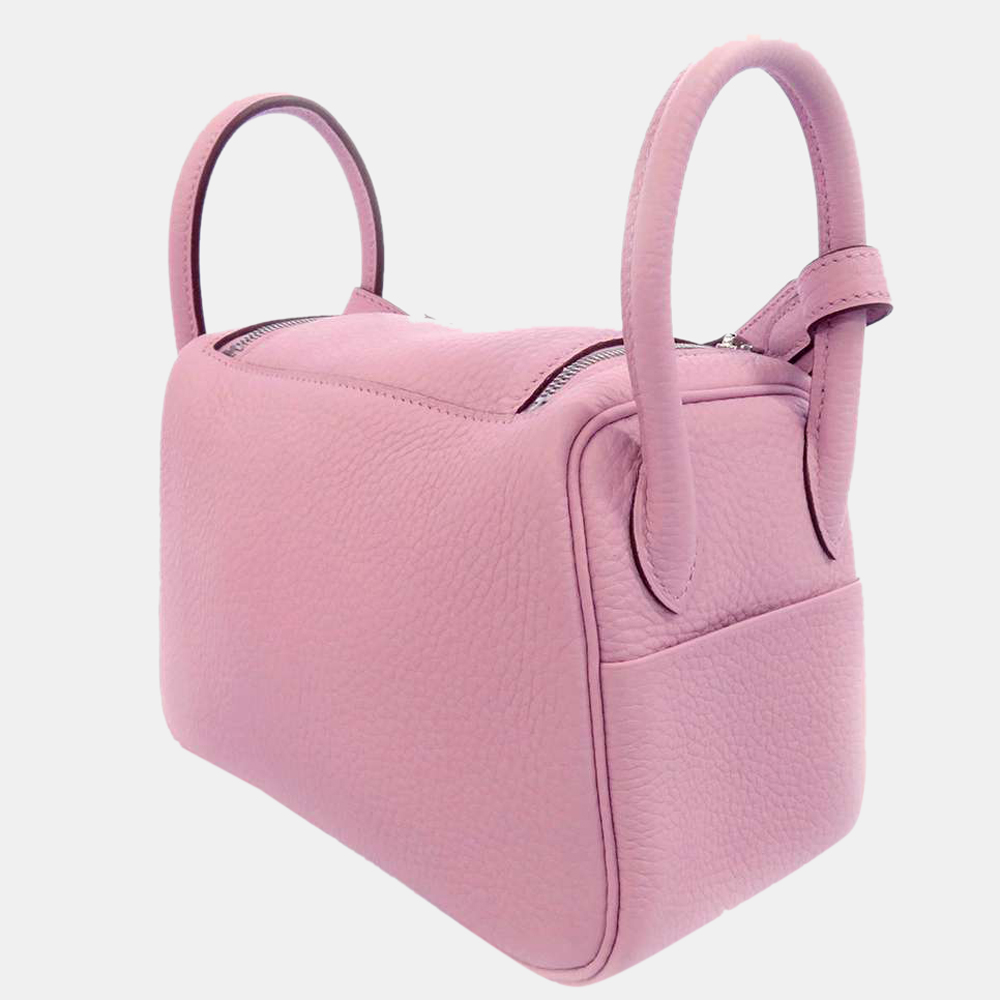 

Hermes Pink Taurillon Clemence Leather Mini Lindy 20 Shoulder Bag