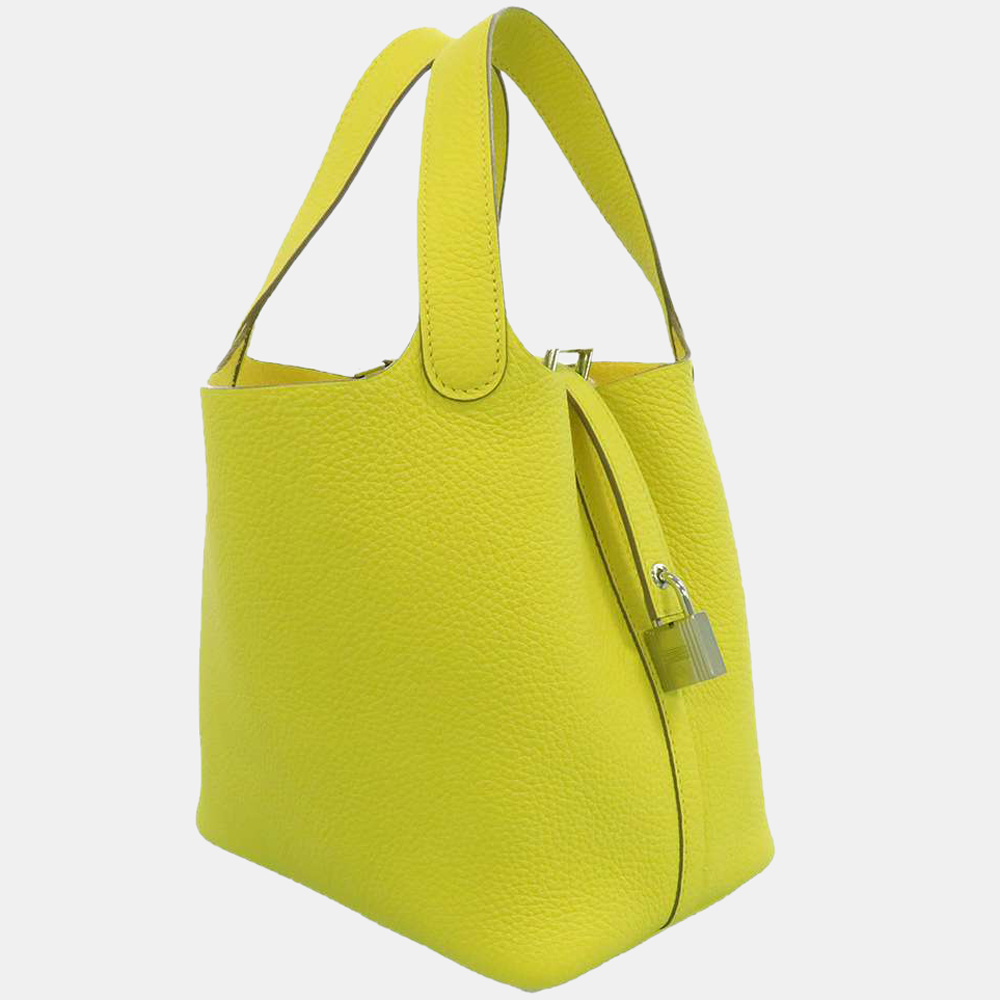 

Hermes Yellow Taurillon Clemence Leather Picotin Lock PM Tote Bag