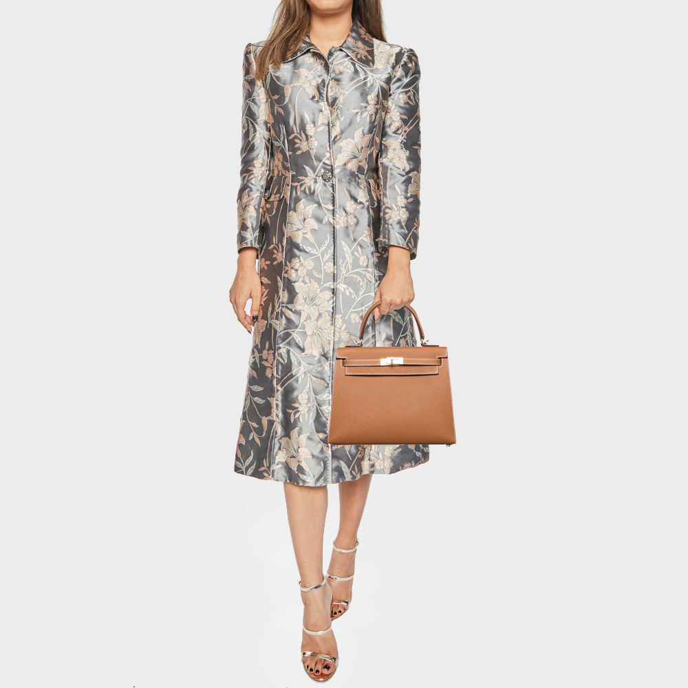 

Hermes Gold Epsom Leather Gold Plated Kelly Sellier 25 Bag, Brown