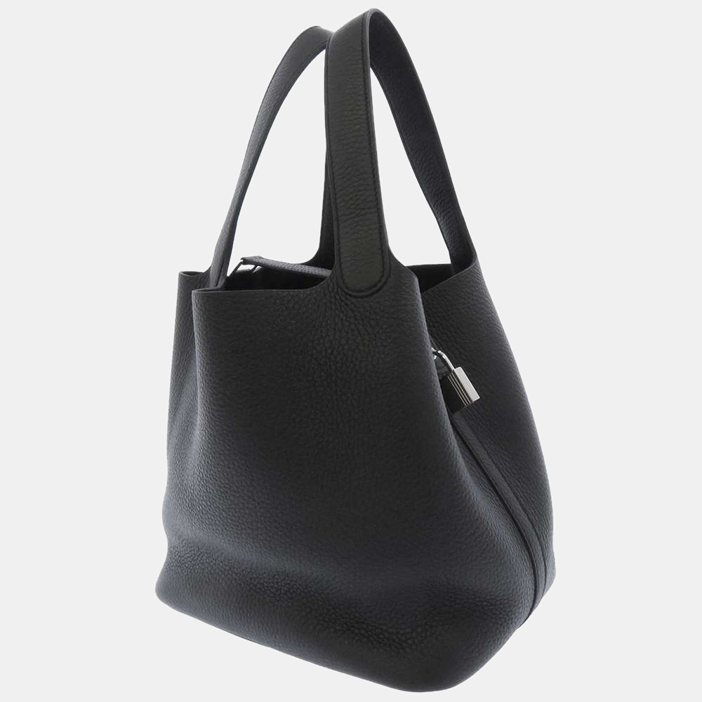 

Hermes Black Taurillon Clemence Leather Picotin Lock MM Tote Bag