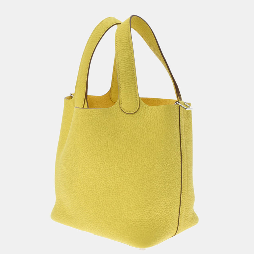 

Hermes Yellow Taurillon Clemence Leather Picotin Lock PM Tote Bag