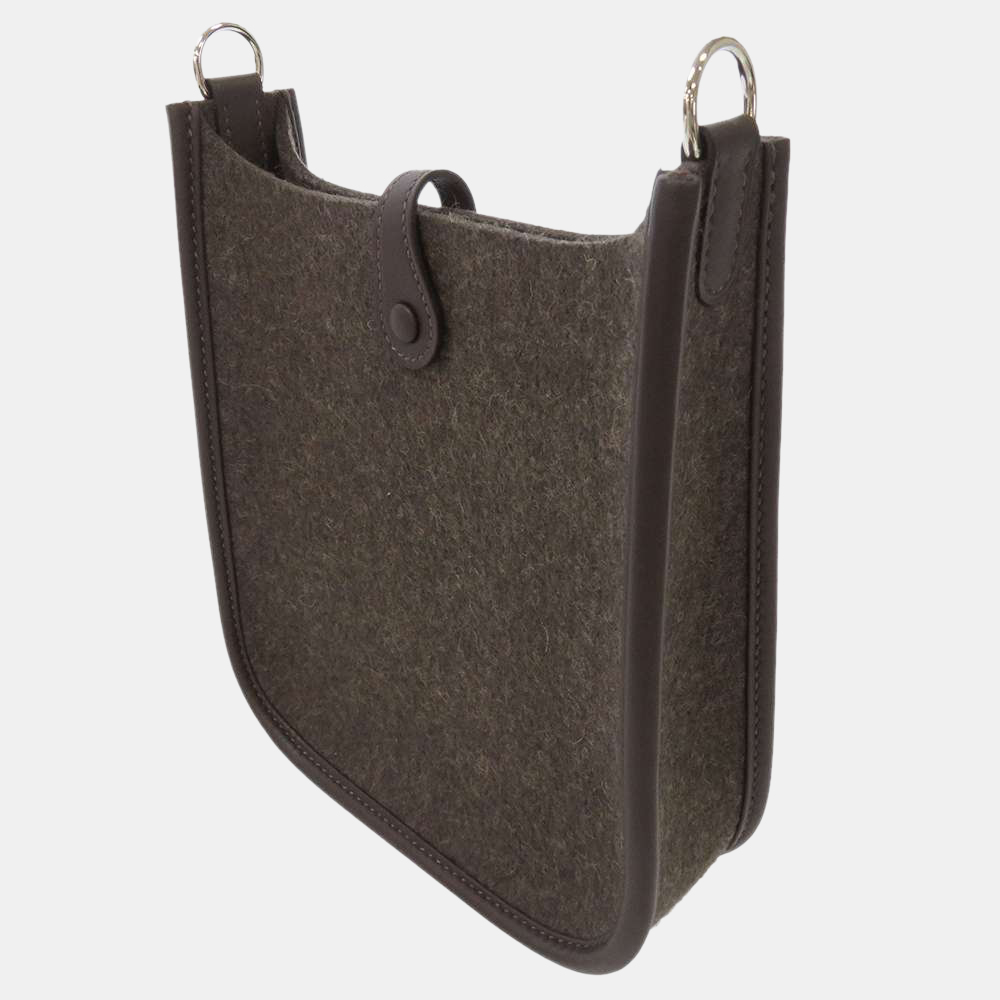 

Hermes Ebene Felt Swift Leather Evelyne TPM Bag, Brown
