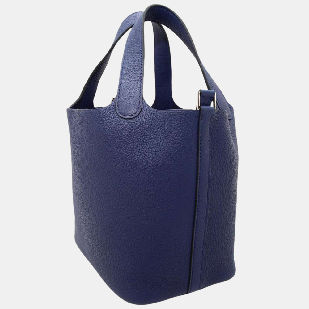 

Hermes Blue Saphir Taurillon Clemence Picotin Lock PM Bag