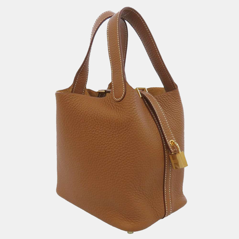 

Hermes Gold Taurillon Clemence Picotin Lock PM Bag