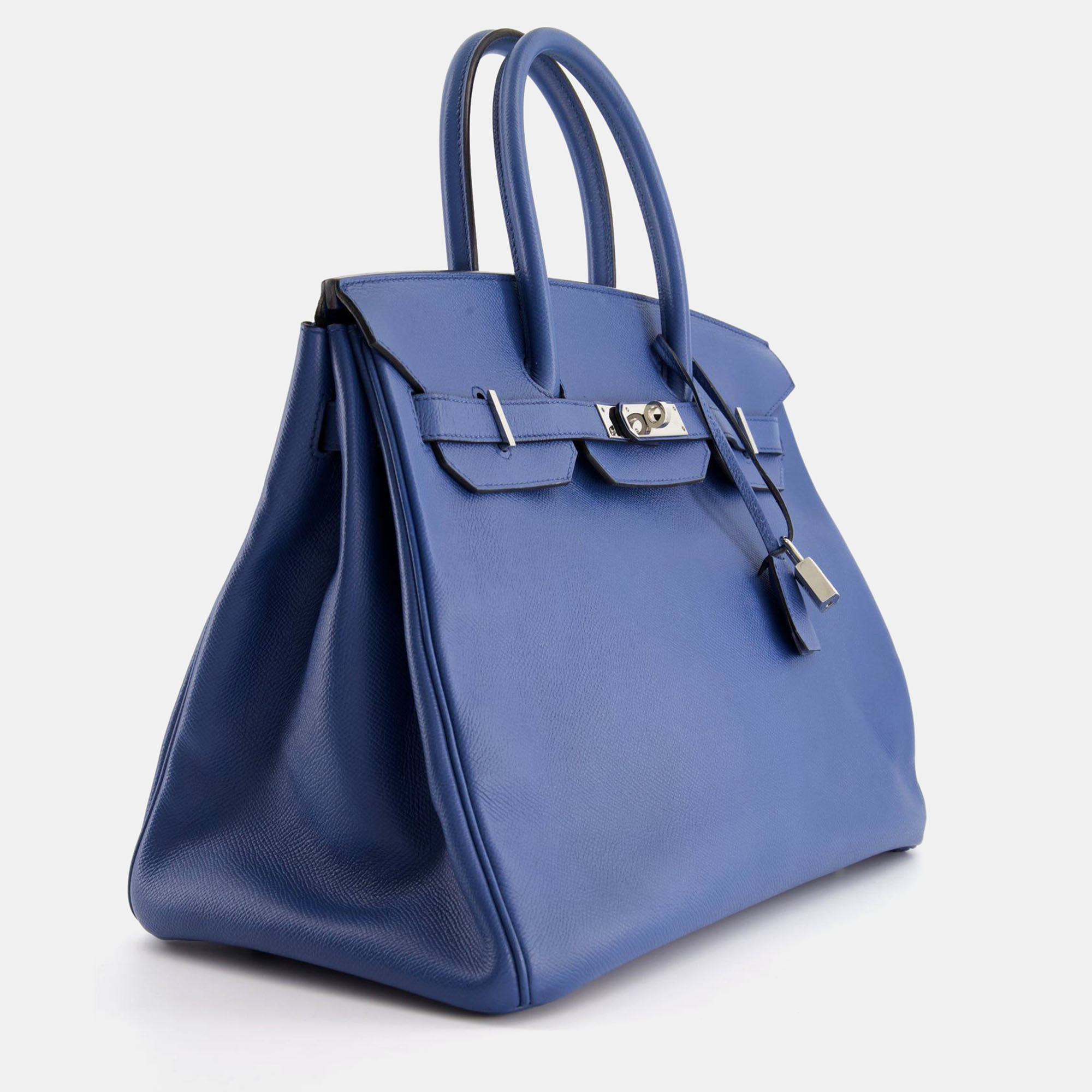 

Hermes Bleu Agate Epsom Leather Palladium Hardware Birkin 35 Bag, Blue