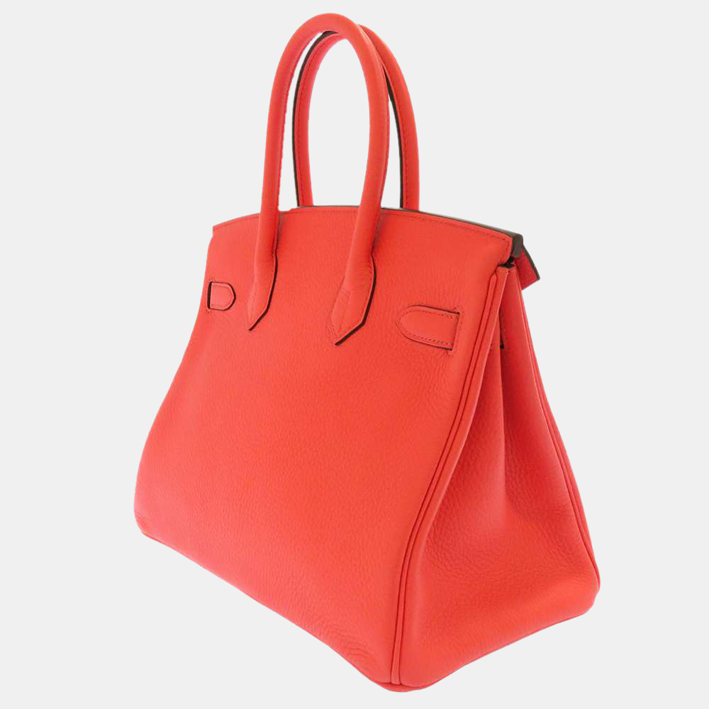 

Hermes Red Taurillon Clemence Leather Palladium Hardware Birkin 30 Bag