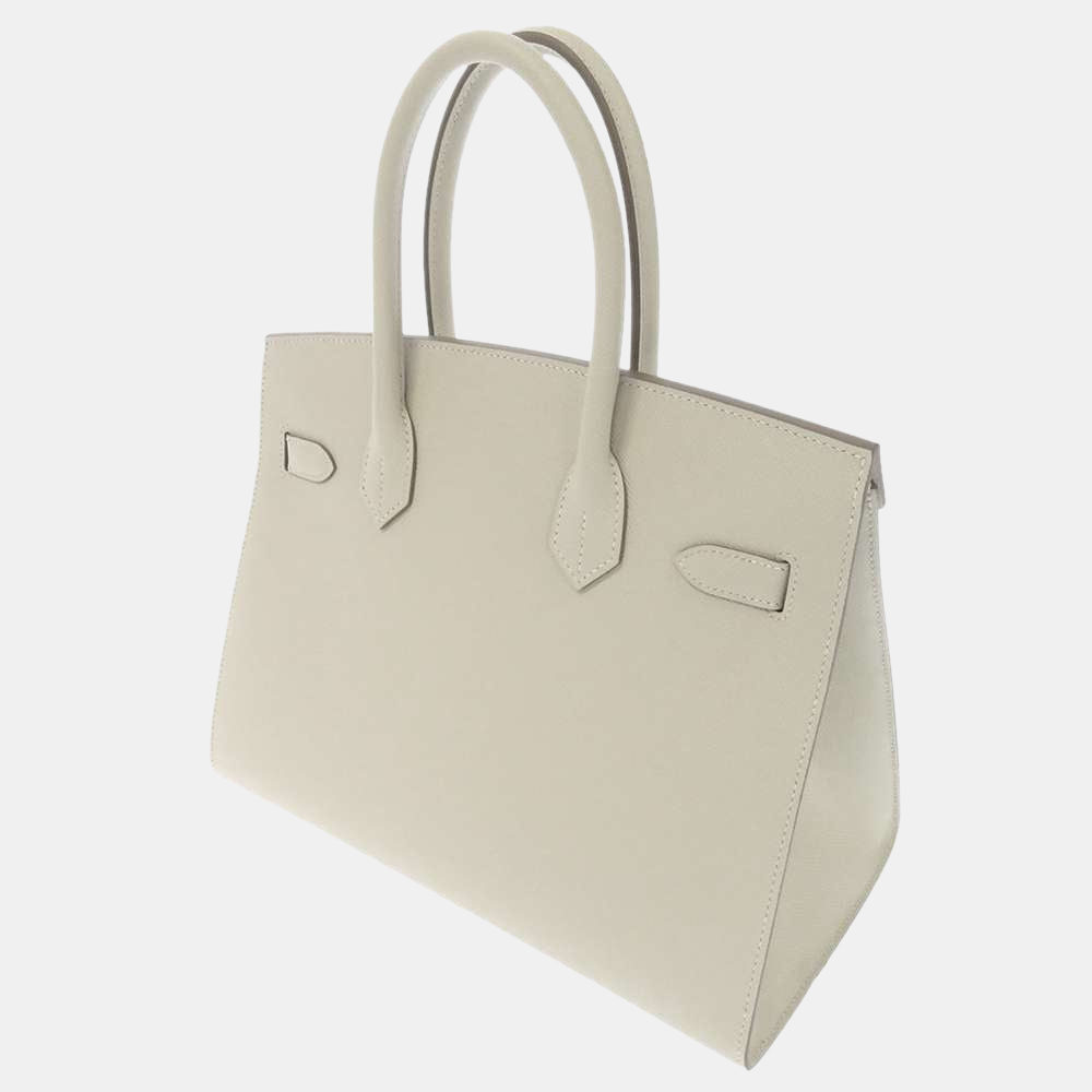 

Hermes White Epsom Leather Gold Hardware Birkin 30 Sellier Bag