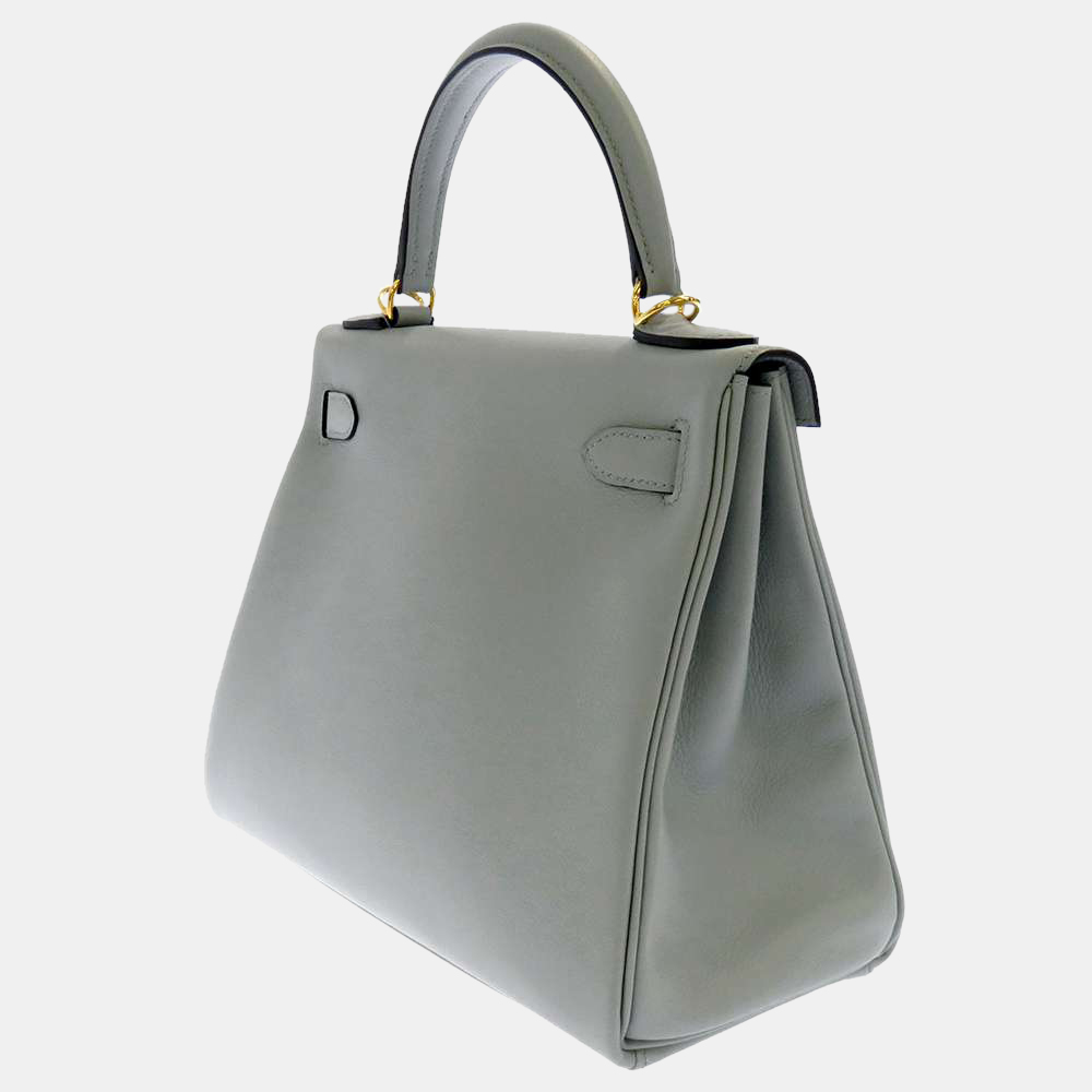 

Hermes Blue Evercolor Leather Gold Hardware Kelly 28 Bag