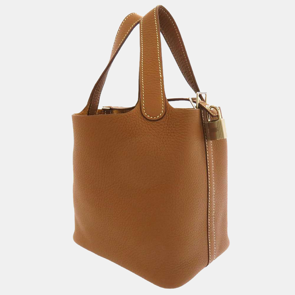 

Hermes Gold Taurillon Clemence Leather Picotin Lock PM Tote Bag