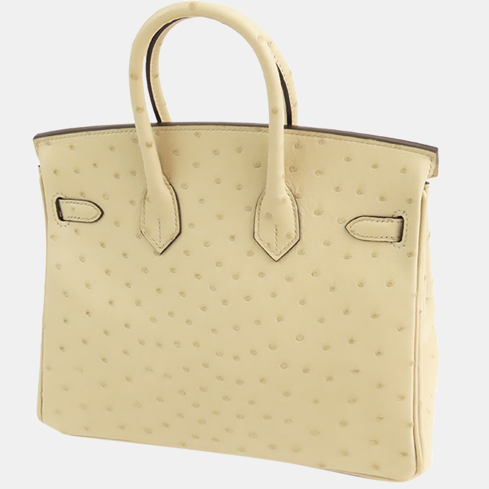 

Hermes Ostrich Birkin 25 Parchemin/Gold U, Cream