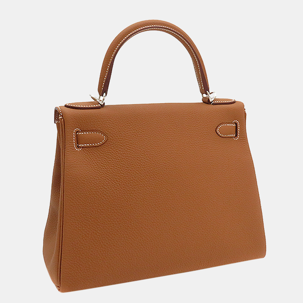 

Hermes Togo Kelly 28 Inside Stitch Gold/Silver Y, Brown