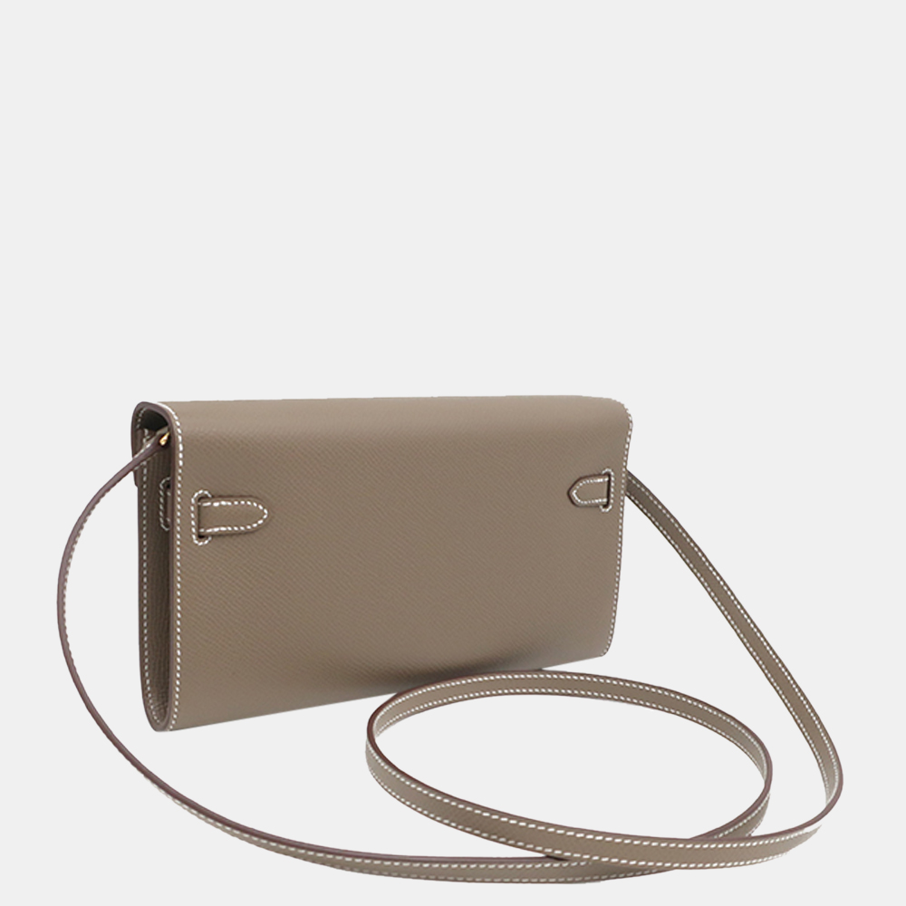 

Hermes Epson Kelly Wallet To Go Etoupe/Gold Z, Grey