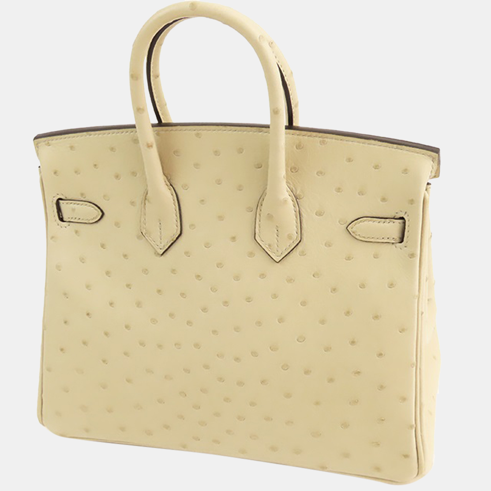 

Hermes Ostrich Birkin 25 Pachemin/Gold U, Cream