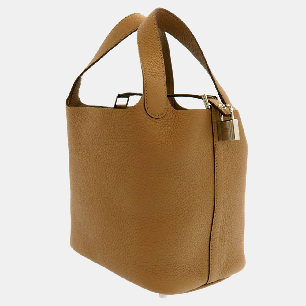 

Hermes Brown Taurillon Clemence Leather Picotin Lock PM Tote Bag